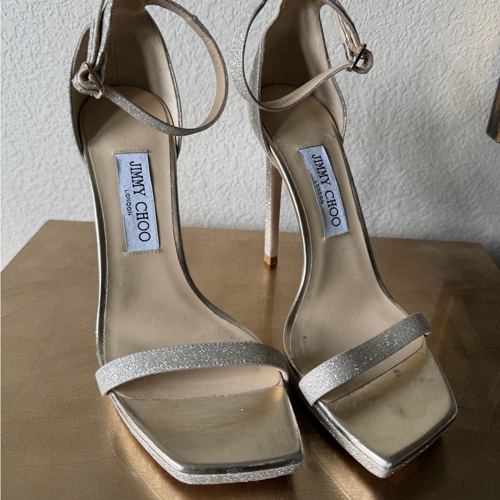 Jimmy Choo Glittering Silver Stilettos
